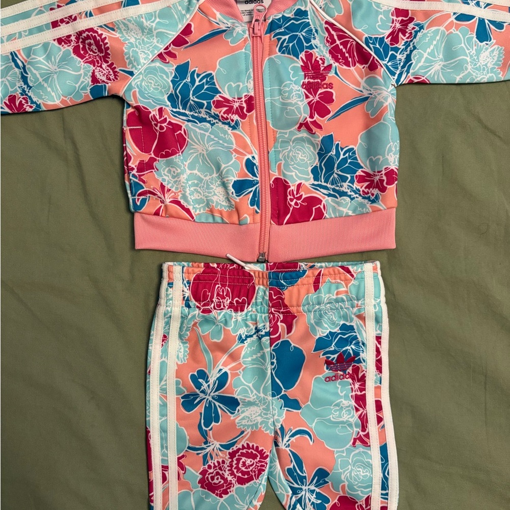 Adidas Infant Tracksuit Full Zip Coordinating Set Baby Size 0-3 Months Hawaiian